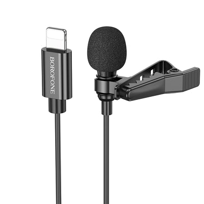Borofone BFK11 Elegant Lavalier Clip On Microphone With Lightning Connector For Apple iPhone /iPad (Black)