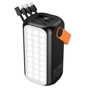 Borofone BJ91 40000mAh 22.5W+PD20W Fast Charge USB-A2/Micro USB Cable/Type-C Cable/Lightning Cable + Led Light High Capacity Portable Power Bank