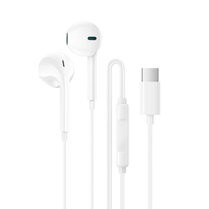 BOROFONE BM100 USB Type C Wire Controlled Digital Earphones Headphone With Microphone Supports Calls Audio Plug Wired Headset (White)