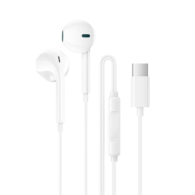BOROFONE BM100 USB Type C Wire Controlled Digital Earphones Headphone With Microphone Supports Calls Audio Plug Wired Headset (White)