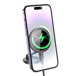 Borofone BH218 Metal MagSafe Magnetic Wireless 15W Fast Charger Charging Dashboard Car Mount Holder