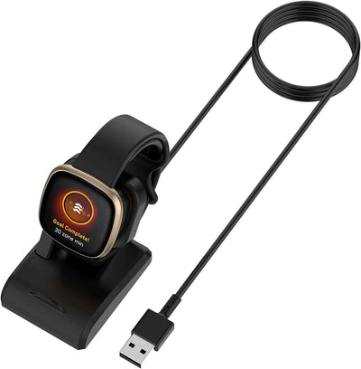 [2 Pack ] For Fitbit Versa 4/Versa 3/Sense 2/Sense Smartwatch Charger USB Charging Cable Dock Stand Cord