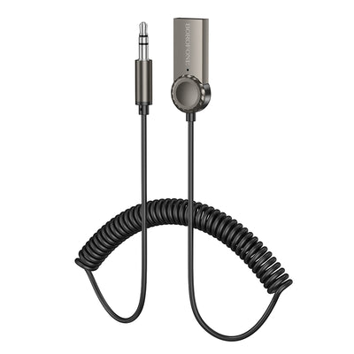 Borofone BC56 Peaceful 3.5mm Car AUX Wireless Bluetooth Receiver Dongle with 1M Cable ( Metal Grey)