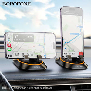 BOROFONE BH116 360 Degree Rotating Stable & Not Falling Car Mobile Phone /Tablet /iPad Holder For Dashboard (Black)