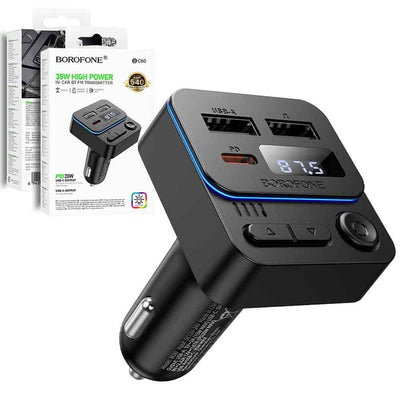 Borofone BC60 BT 5.4 Hero 35W PD20W USB Type C Fast Car Charger (1A1C) Car Player Wireless Bluetooth FM transmitter