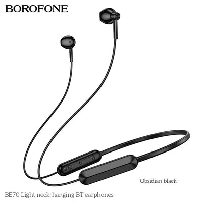 Borofone BE70 Wireless Bluetooth 5.4 Light Neck Hanging Headphones in-Ear Earbuds Earphones for Running/Fitness/Gaming/Music (Black)