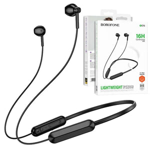 Borofone BE70 Wireless Bluetooth 5.4 Light Neck Hanging Headphones in-Ear Earbuds Earphones for Running/Fitness/Gaming/Music (Black)