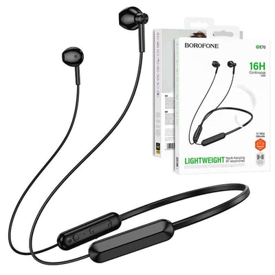Borofone BE70 Wireless Bluetooth 5.4 Light Neck Hanging Headphones in-Ear Earbuds Earphones for Running/Fitness/Gaming/Music (Black)