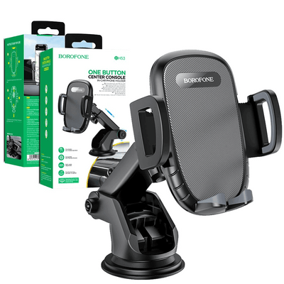 Borofone BH53 Windy Center Console Windshield Dashboard Car Mount Mobile Phone Holder for 4.5 to 6.9 inch Mobile ( Black)