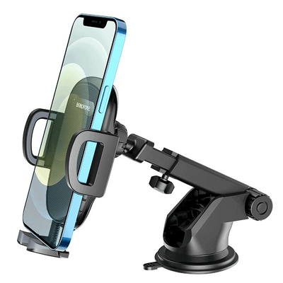 Borofone BH53 Windy Center Console Windshield Dashboard Car Mount Mobile Phone Holder for 4.5 to 6.9 inch Mobile ( Black)