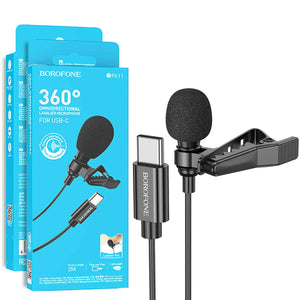 Borofone BFK11 Elegant Lavalier Clip On Microphone With USB Type C Connector (Black)