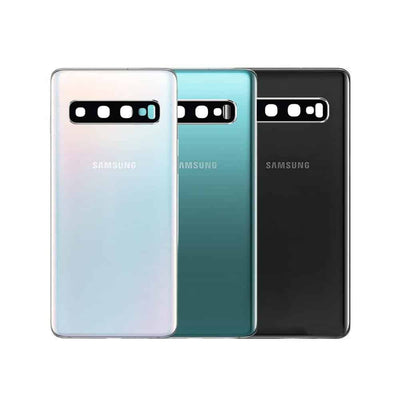 For Samsung Galaxy S10/S10+ Plus Back Rear Glass Battery Cover Housing Replacement With Camera Lens and Adhesive