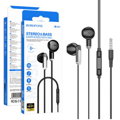 Borofone BM89 In-Ear Wired Earphones Earbuds Headphones, 3.5mm Jack, with Microphone and Volume Control for iPhone, Samsung, iPad,MP3,Most 3.5mm Audio Devices