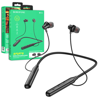 Borofone BE56 Wireless Bluetooth 5.0 Light Neck Hanging Headphones in-Ear Sports Earbuds Earphones for Running/Fitness/Gaming/Music (Black)