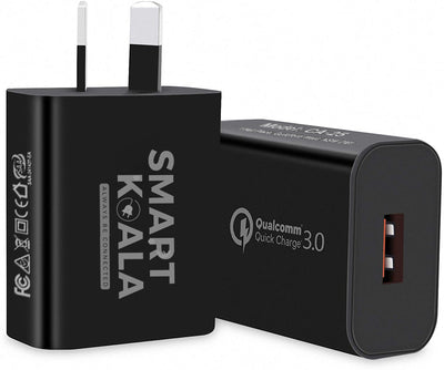 [2 Pack] 18W QC3.0 SAA Certified USB A Fast Charging Wall AU Plug Charger Power Adapter