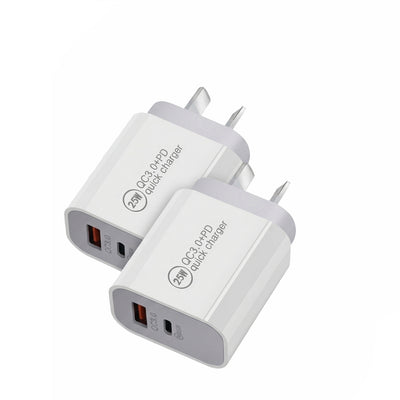 [2 Pack] 25W PD USB Type C + USB A QC3.0 SAA Certified Super Fast Charging Dual Charger Wall Plug Power Adapter For Apple, Samsung, Google, Oppo