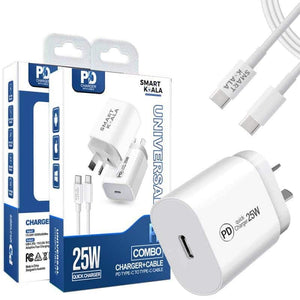 Smart Koala 25W Super Fast Charger, SAA Certified PD USB Type C Wall Plug Power Adapter with 1M Type C Cable Cord for Samsung S24S23S22S21 Ultra, Note ,Galaxy Watch, iPad