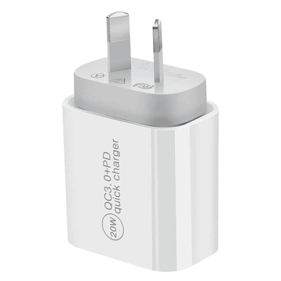 TCS-20WACB 20W Smart Koala Universal PDQC3.0 USB Type C+USB SAA Certified Fast Charging Wall AU Plug Charger Power Adapter for iPhone Samsung Google Nokia Oppo