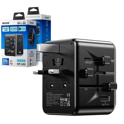 WEKOME WP-U69 35W GaN EUUKUSAUSJP USB A & 4 USB Type C Universal Conversion Fast Charging Charger Power Travel Adapter (Black) (6)